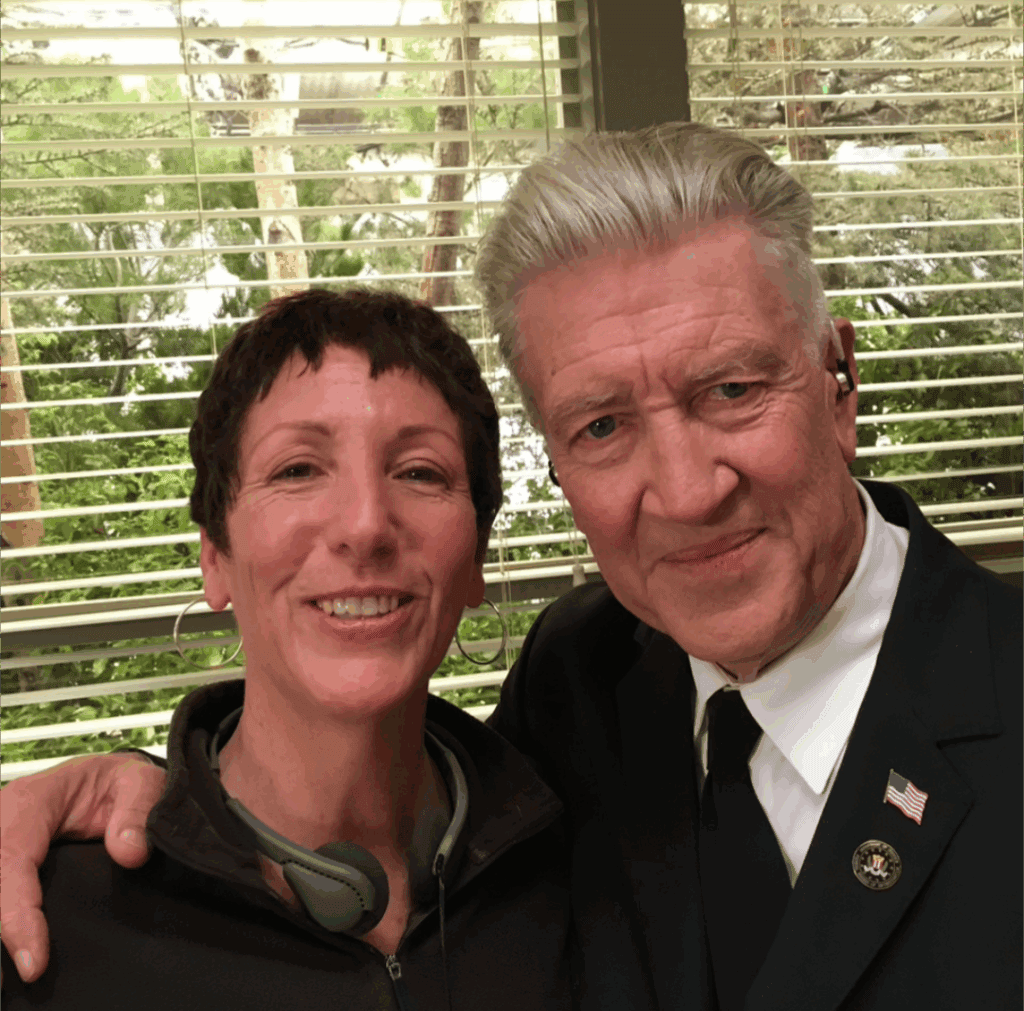 David Lynch with long-time producer Sabrina Sutherland, reflecting their decades-long creative partnership.
