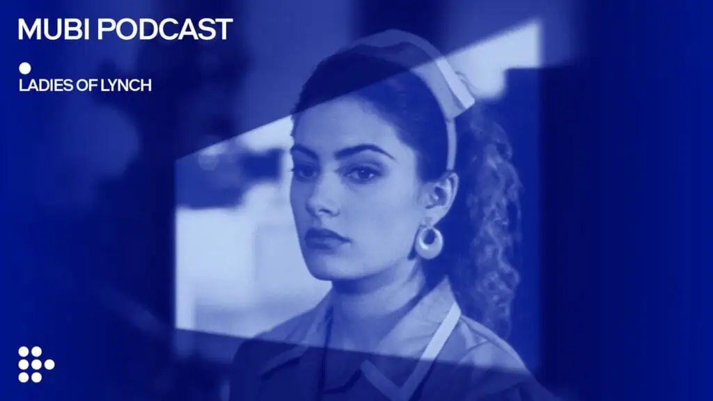 Young woman in a diner-style setting, shown in soft blue color grading, reflecting Twin Peaks’ surreal tone for MUBI podcast.