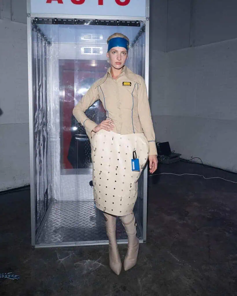 Ella Douglas reimagining workwear, in The Cold Magazine — look 1