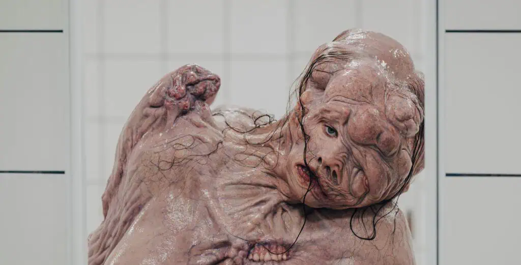 Behind-the-scenes prosthetic monster design by Pierre-Olivier Persin for The Substance (2024), practical effects inspired by Cronenberg.