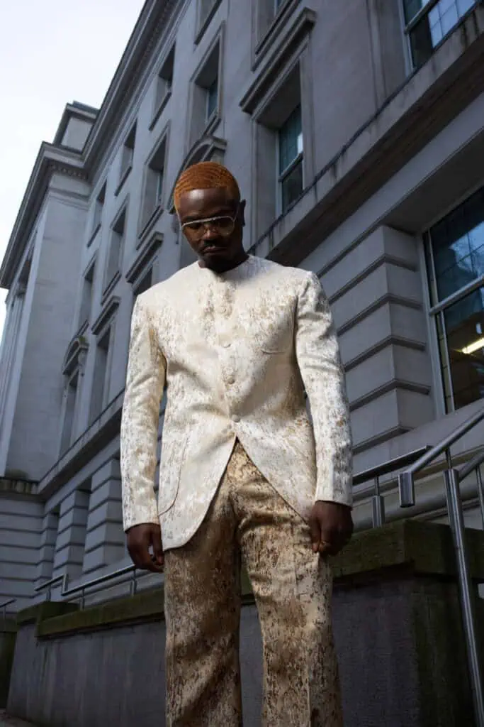 Paul Williams, the British-Nigerian designer, in The Cold Magazine — look 1