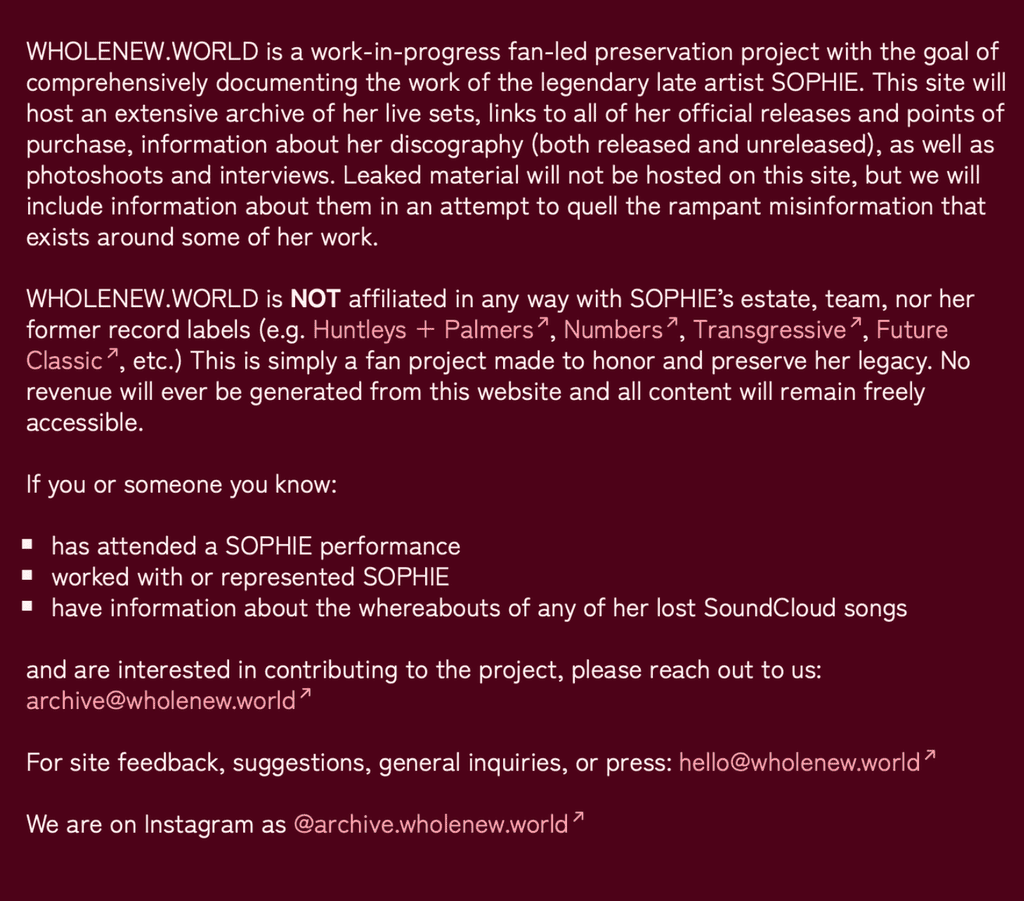 How WHOLENEW.WORLD became the internet’s living SOPHIE archive